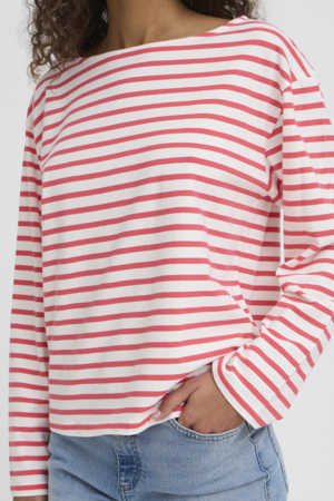 ICHI | IHMIRA Boatneck Longsleeve – Teaberry / Cloud Dancer