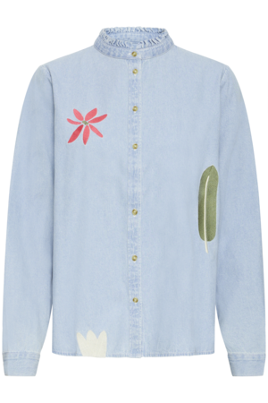 ICHI | IHTULLE Shirt Light Blue Washed – Denim blouse met print