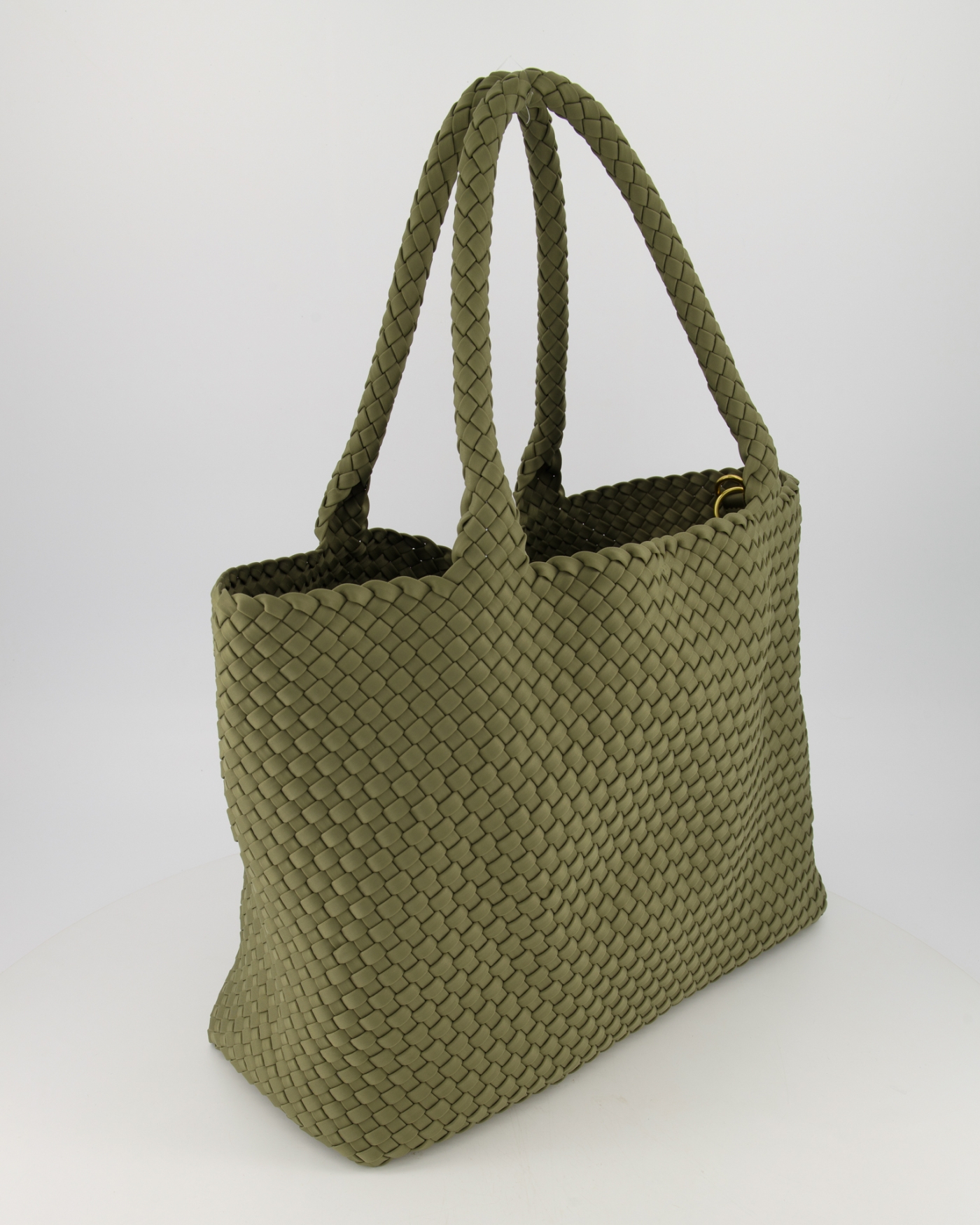 Georgie Shopper | Handgeweven neopreen tas met binnentas - Groen