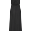 Zwarte maxi jurk met spaghettibandjes en elastische taille vooraanzicht