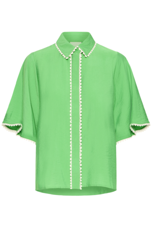 ICHI | IHLENI Shorts – Groene dames blouse met korte mouwen