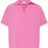 Roze ICHI Imana blouse met korte mouwen en loose fit van voren