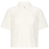 20125459_114201_100 (1) Witte lace top met korte mouwen en kraag van ICHI – vooraanzicht