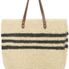 Achterzijde van ruime natural shopper met horizontale strepen