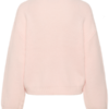 Oversize kabelgebreide damestrui in zacht roze met ronde hals en cropped lengte.