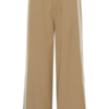 Crème wide leg damesbroek met elastische tailleband en beige zijstrepen, sportieve en comfortabele pasvorm