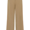 Crème wide leg damesbroek met elastische tailleband en beige zijstrepen, sportieve en comfortabele pasvorm