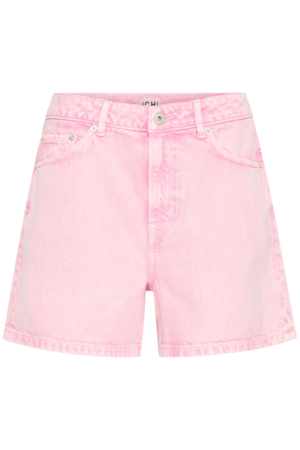 Roze ICHI denim short met hoge taille en casual fit