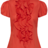 Dames blouse met ruches aan de voorkant, korte mouwen en hoge hals - TilliSZ SS Shirt
