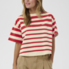 Gestreept dames T-shirt met korte mouwen en boxy pasvorm in een cropped model