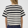 Gestreept dames T-shirt met korte mouwen en boxy pasvorm in een cropped model