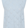 Lichtblauwe mouwloze gebreide trui Van Saint Tropez met subtiel ruitpatroon en ronde hals.