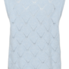 Lichtblauwe mouwloze gebreide trui Van Saint Tropez met subtiel ruitpatroon en ronde hals.