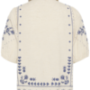 Beige Saint Tropez blouse met blauw borduursel.