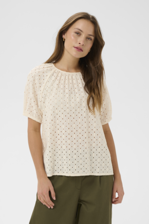 Licht ivoorkleurige Saint Tropez broderie blouse van katoen