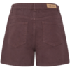 Bruine ICHI denim short met hoge taille en losse pasvorm. Achterkant.