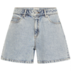 Lichtblauwe ICHI denim short met hoge taille en losse pasvorm in een zomerse look