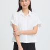Witte ICHI IHSAMI blouse met ruffle mouwen en boxy pasvorm