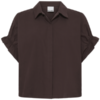 ICHI blouse met ruffle mouwen en boxy pasvorm in de kleur Chicory Coffee. Voorkant