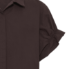 ICHI blouse met ruffle mouwen en boxy pasvorm in de kleur Chicory Coffee. Detailfoto mouw.