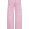 Roze ICHI wide leg jeans met hoge taille en strikdetail. Achterkant.