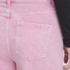 Roze ICHI wide leg jeans met hoge taille en strikdetail. Detailfoto kontzak.