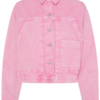 Roze ICHI IHMIJALLA JA denim jack met cropped pasvorm. Voorkant