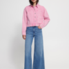 Roze ICHI IHMIJALLA JA denim jack met cropped pasvorm gedragen met een jeans in een moderne look