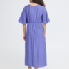 ICHI blauwe midi jurk dames V-hals taille detail zomerse jurk viscose