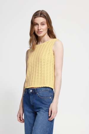 ICHI gehaakte top dames katoen zomer top mouwloos loose fit