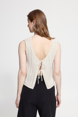 ICHI gehaakte top dames katoen zomer top mouwloos loose fit