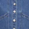 20125769_200929_300 Donkerblauw denim gilet van ICHI met ruffle details, knoopsluiting en korte boxy pasvorm van 100% katoen.