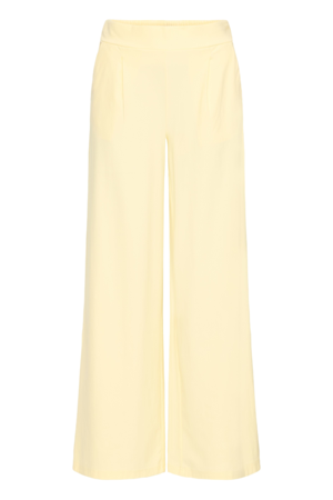 Lichtgele wide leg broek van ICHI Kate met normale taille en comfortabele stretchkwaliteit.
