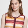 Gehaakte multicolor top van ICHI met strepen, knoopsluiting en mouwloos model in crochet look.