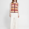 Gehaakte multicolor top van ICHI met strepen, knoopsluiting en mouwloos model in crochet look.