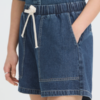 Denim ICHI short met elastische tailleband en trekkoord