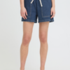 Denim ICHI short met elastische tailleband en trekkoord