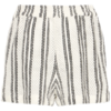 Gestreepte ICHI zomershort met elastische taille gedragen als luchtige co-ord set in een natuurlijke omgeving