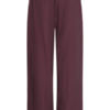 Wijnrode ICHI broek met elastische taille, strikceintuur en wijde rechte pijpen in soepelvallende viscosemix.