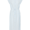 30515130_304847_100 Lichtblauwe gestreepte maxi shirtjurk van Saint Tropez met taillekoord, kapmouwen en losse pasvorm van katoen.
