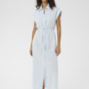 30515130_304847_400 Lichtblauwe gestreepte maxi shirtjurk van Saint Tropez met taillekoord, kapmouwen en losse pasvorm van katoen.