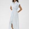 30515130_304847_410 Lichtblauwe gestreepte maxi shirtjurk van Saint Tropez met taillekoord, kapmouwen en losse pasvorm van katoen.