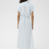 30515130_304847_450 Lichtblauwe gestreepte maxi shirtjurk van Saint Tropez met taillekoord, kapmouwen en losse pasvorm van katoen.