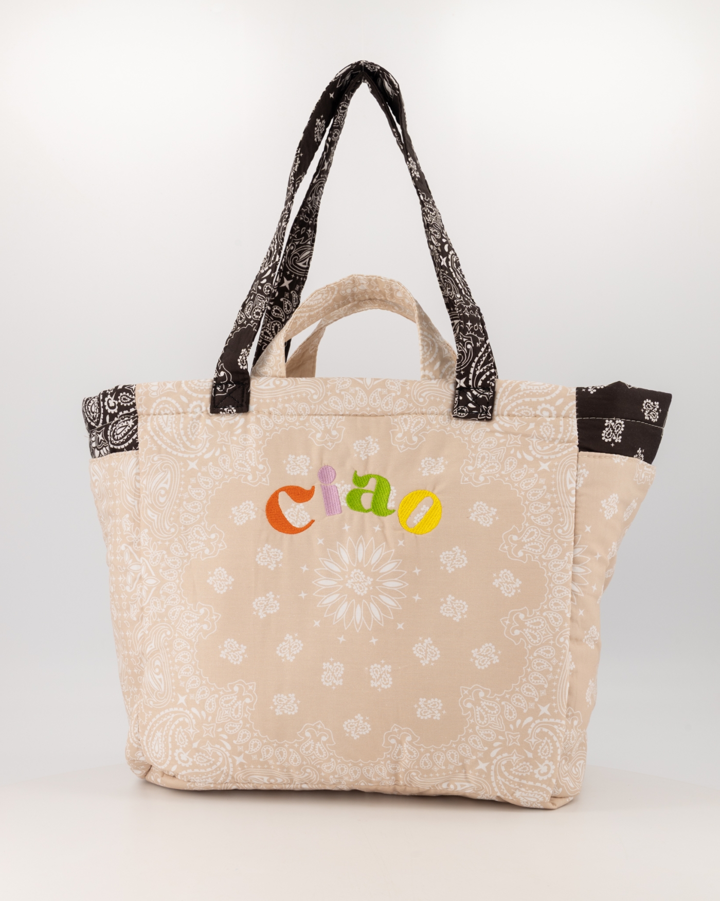 Cinque Shopper | Shopper met Donkerbruin/Beige bandana-print