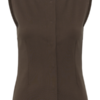 Donkerbruin Saint Tropez GennySZ Vest met ronde hals, aansluitende pasvorm en zichtbare middennaad.