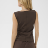 Donkerbruin Saint Tropez GennySZ Vest met ronde hals, aansluitende pasvorm en zichtbare middennaad.