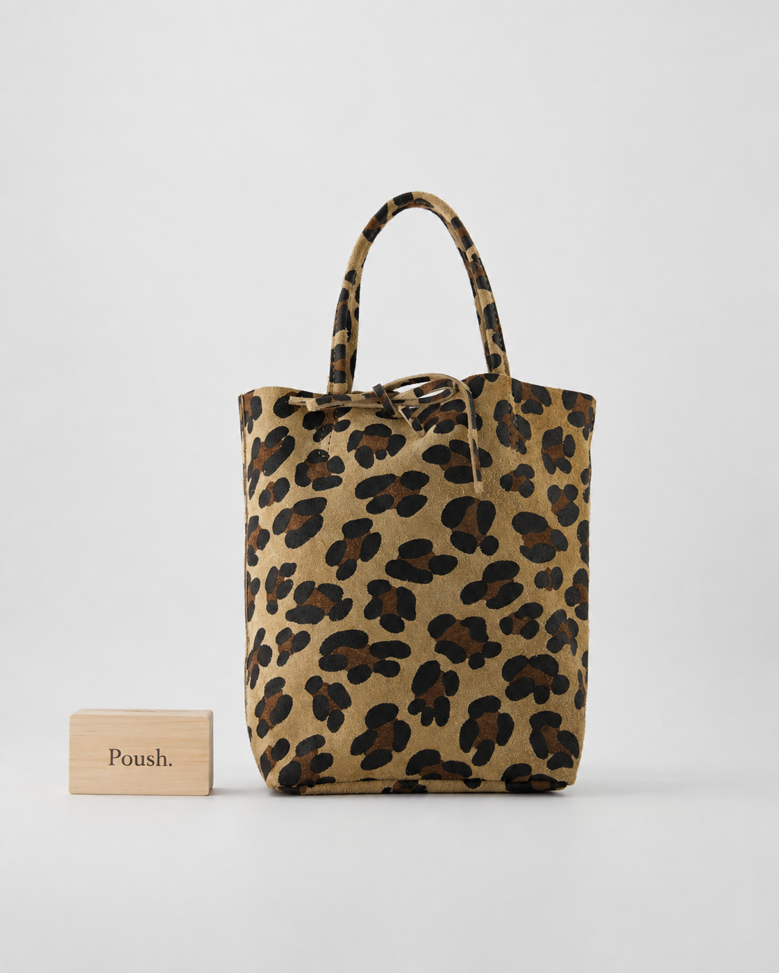 Alice leren mini shopper – Leopard Suede