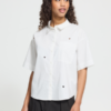 ICHI IHLELAYA boxy blouse met korte wijde mouwen, borstzak, knoopsluiting en hartvormige cut-outs