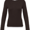 ICHI IHNELLAYA LS dames top in Chocolate Torte met lange mouwen en contrasterende lichte boorden.