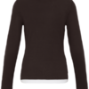 ICHI IHNELLAYA LS dames top in Chocolate Torte met lange mouwen en contrasterende lichte boorden.